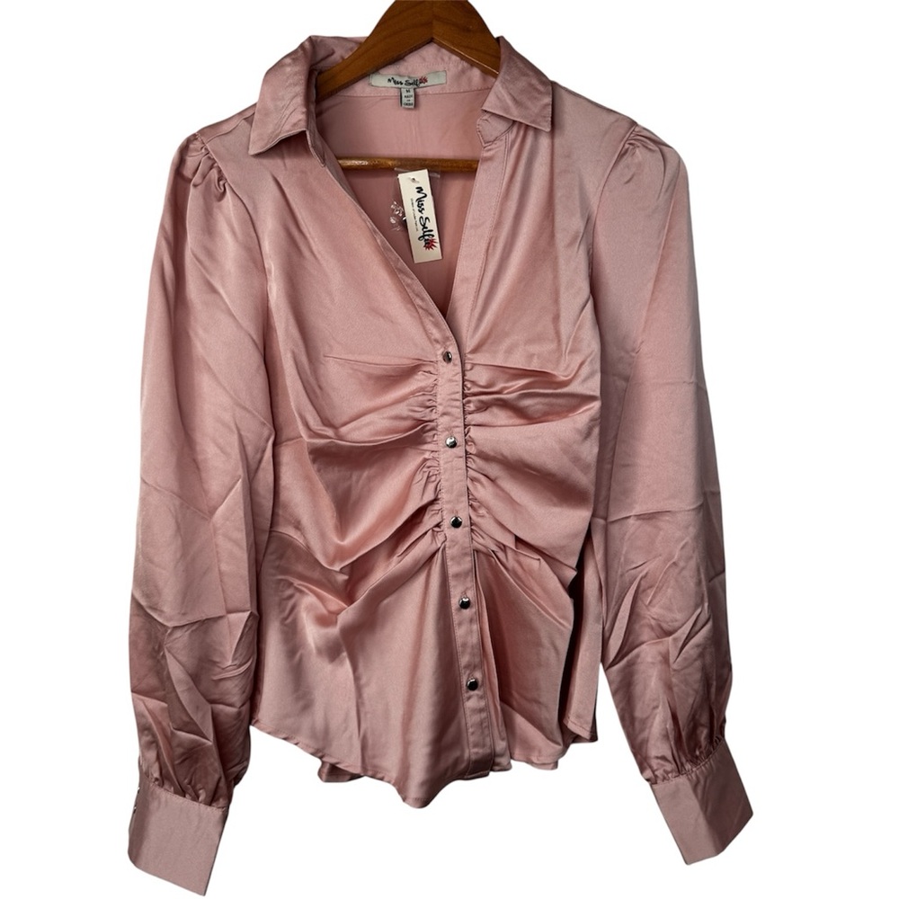 Miss Selfie Long Sleeve Blouse - Pink